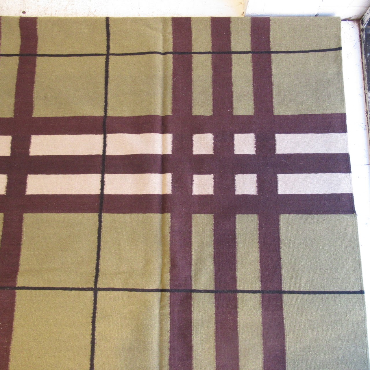 Oversized Plaid Wool Area Rug 2