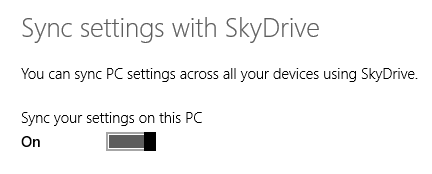 Windows 8.1, Configuración de PC, Sincronización, Configuración, SkyDrive, Copia de seguridad