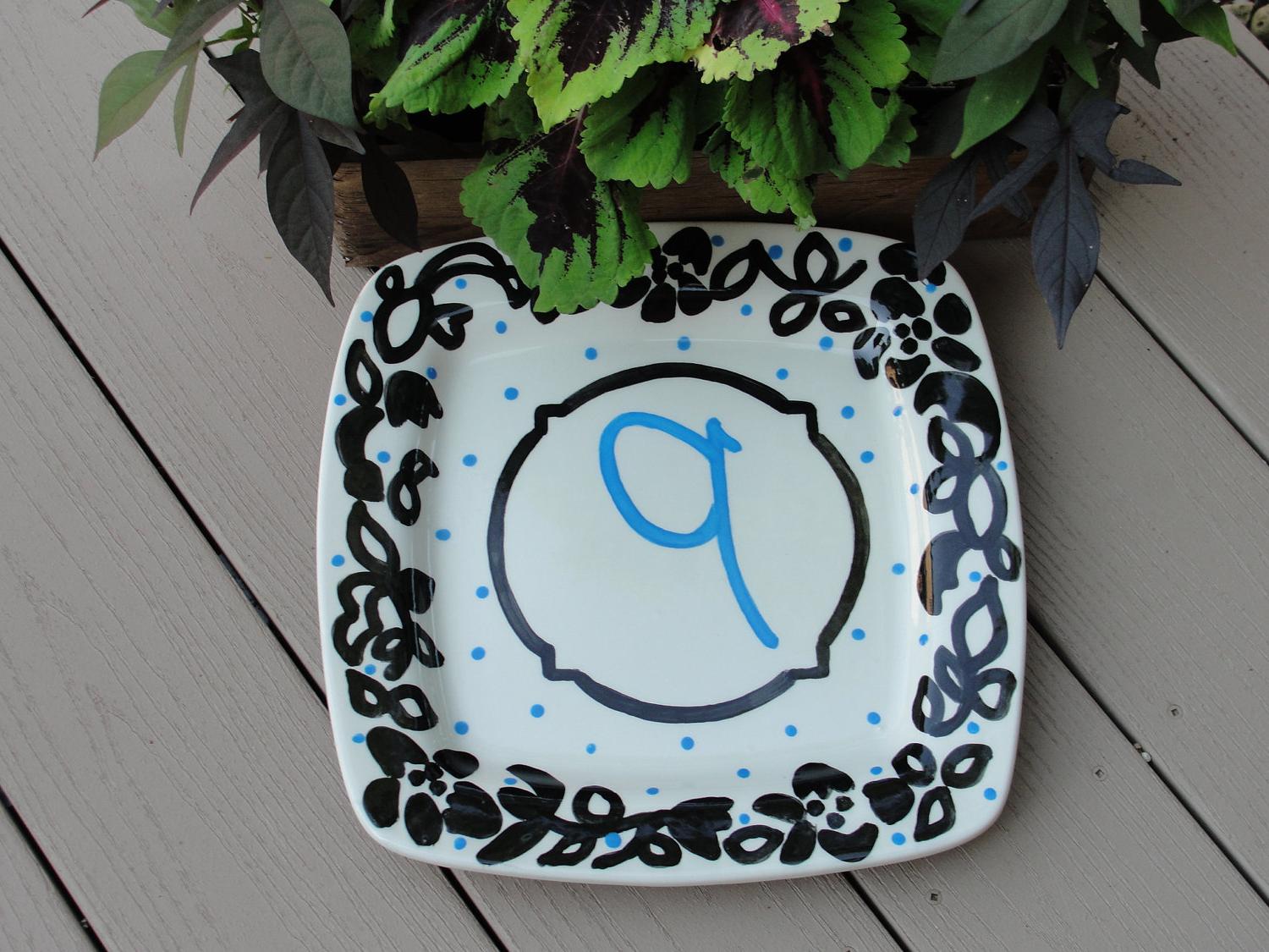 Monogram wedding plate. From claypotspottery ? Monogram wedding plate