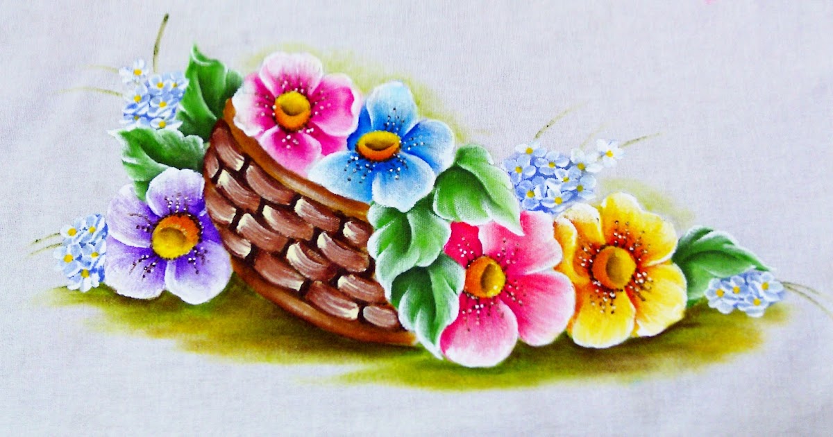 Pintura em Tecido com dicas e riscos: Riscos Para Pintura em Tecido Cestas  de Flores