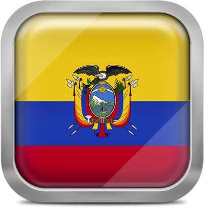 Ecuador square flag with metallic frame
