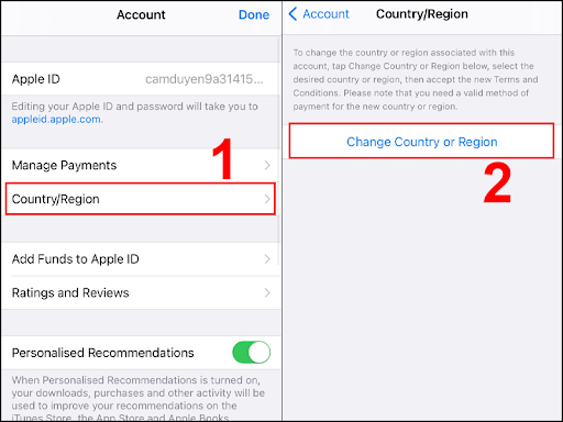 Thực hiện thay đổi quốc gia trên App Store