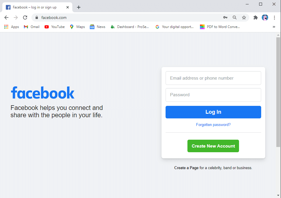 Accedi al tuo account Facebook utilizzando il tuo nome utentenumero di telefono e inserendo la tua password.