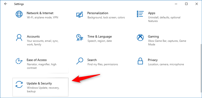 Ir a Actualización y configuración