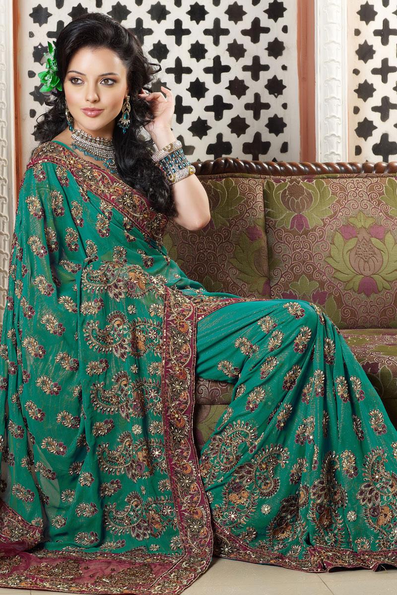 Deep Green Traditional Saree