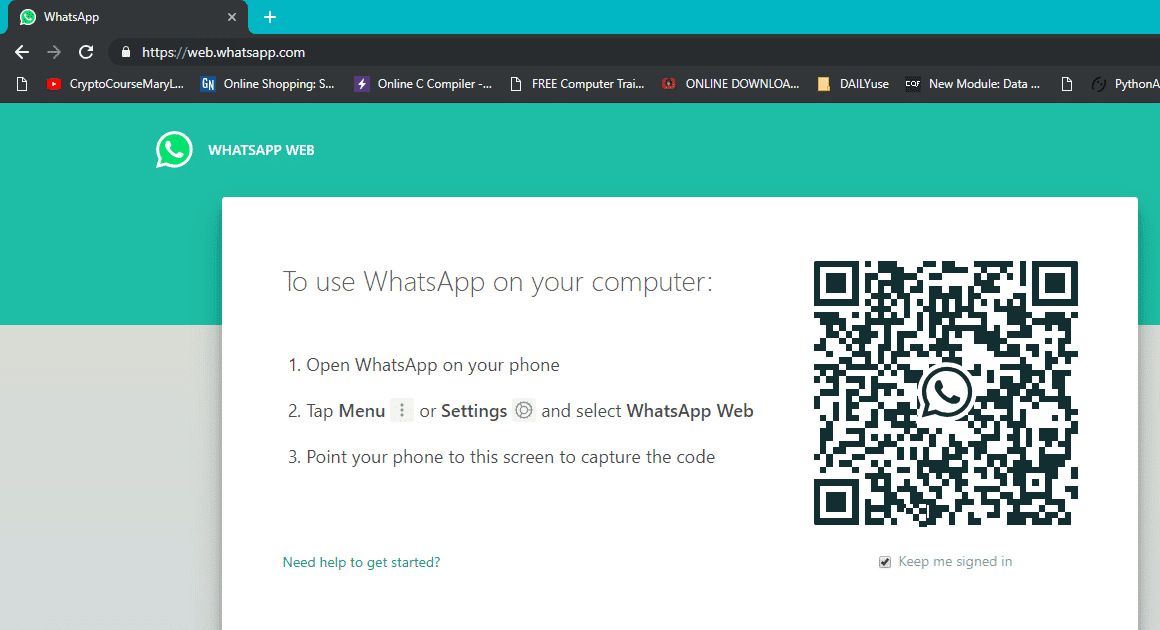 Vedrai una nuova pagina WhatsApp con un codice QR