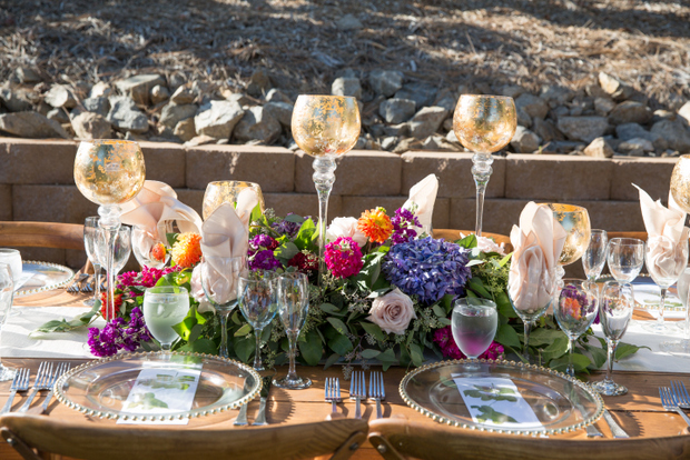 photo of a place setting with a centerpiece