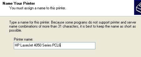 cuadro de diálogo nombre de la impresora