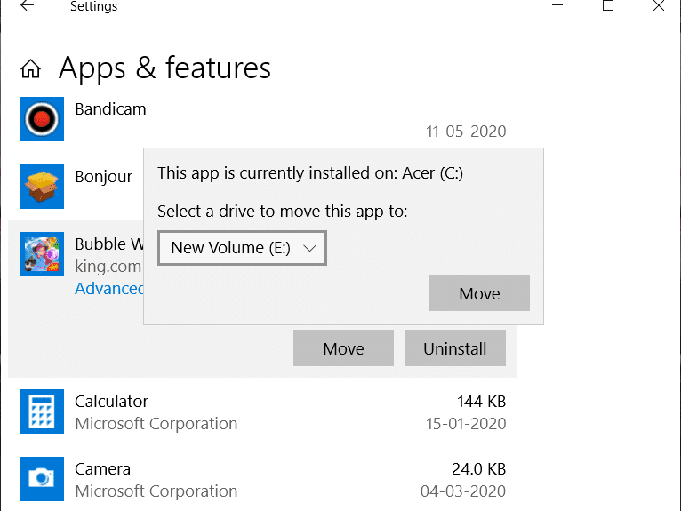 Comment déplacer des programmes installés vers un autre lecteur sous Windows 10