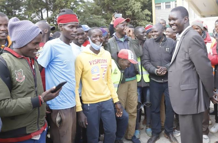 Governor Jackson Mandago meets with boda boda operators at Kapseret in Uasin Gishu on February 6.