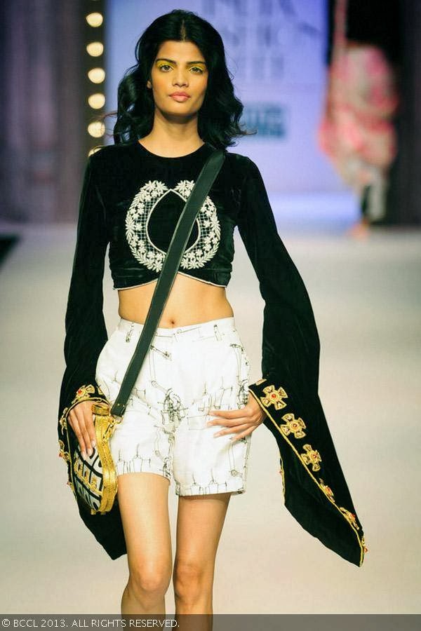 Bhumika walks the ramp for fashion designer Masaba on Day 1 of the Wills Lifestyle India Fashion Week (WIFW) Spring/Summer 2014, held in Delhi.