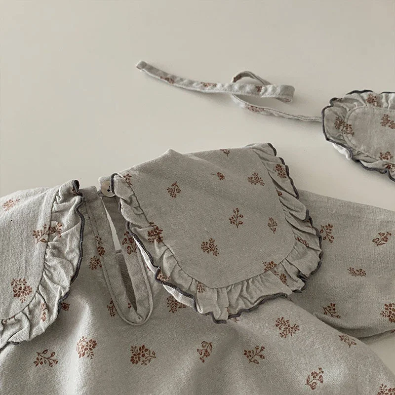 Camisa manga longa com gola boneca floral para bebês Roupa infantil adorável e confortável para festas e uso diário