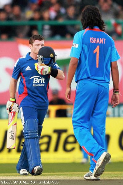 Ian Bell's unbeaten 113 helped England to a seven-wicket win over India in their fifth and final ODI played at Dharamshala.