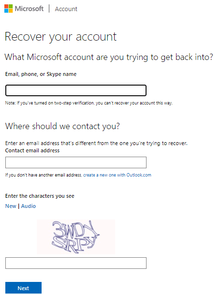 계정을 복구하세요.  Microsoft 계정 암호를 재설정하는 방법