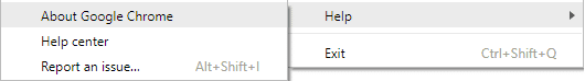 3つのドットをクリックし、[ヘルプ]を選択して、[GoogleChromeについて]をクリックします