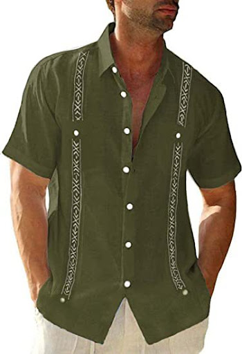 Title 3, Mens Summer Linen Shirt Cuban Beach Top Breath...
