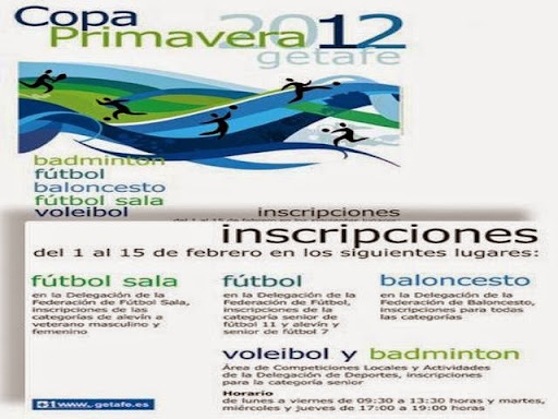 Abierto el plazo de inscripción para la ‘Copa Primavera 2015’ que organiza el Ayuntamiento de Getafe