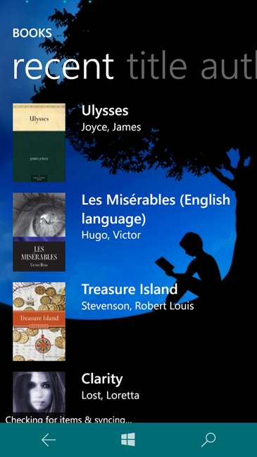 Amazon Kindle-app, Windows 10 Mobile