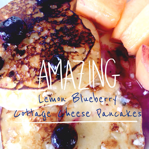 Lemon blueberry cottage cheese pancakes, high protein pancakes