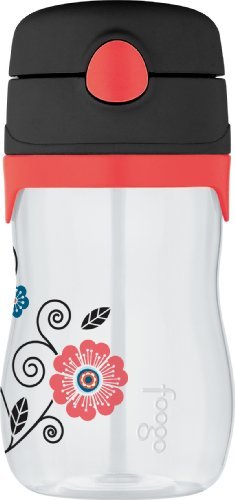 Thermos Foogo Phases Leak Proof Straw Bottle, Poppy Patch Design, 11 Ounce