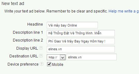 Mẫu quảng cáo cho Mobile