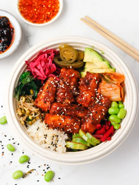 Korean Fried Tofu Poke Bowl