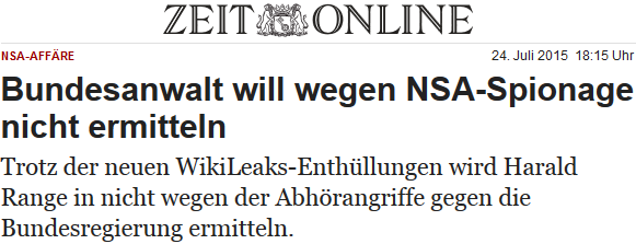 Bundesanwalt will wegen NSA-Spionage nicht ermitteln