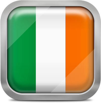 Ireland square flag with metallic frame
