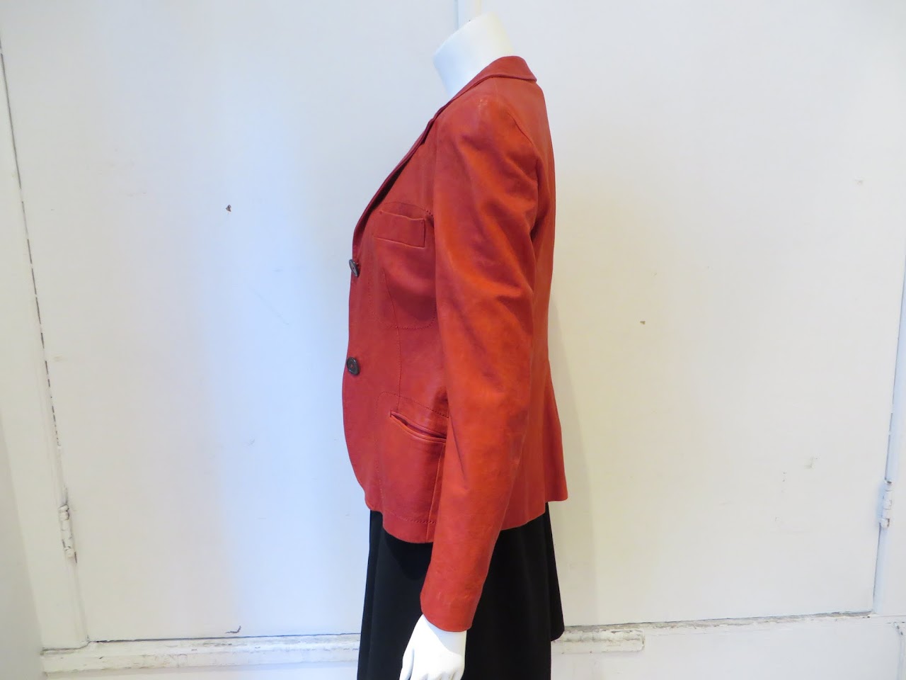 Jil Sander Red Leather Blazer