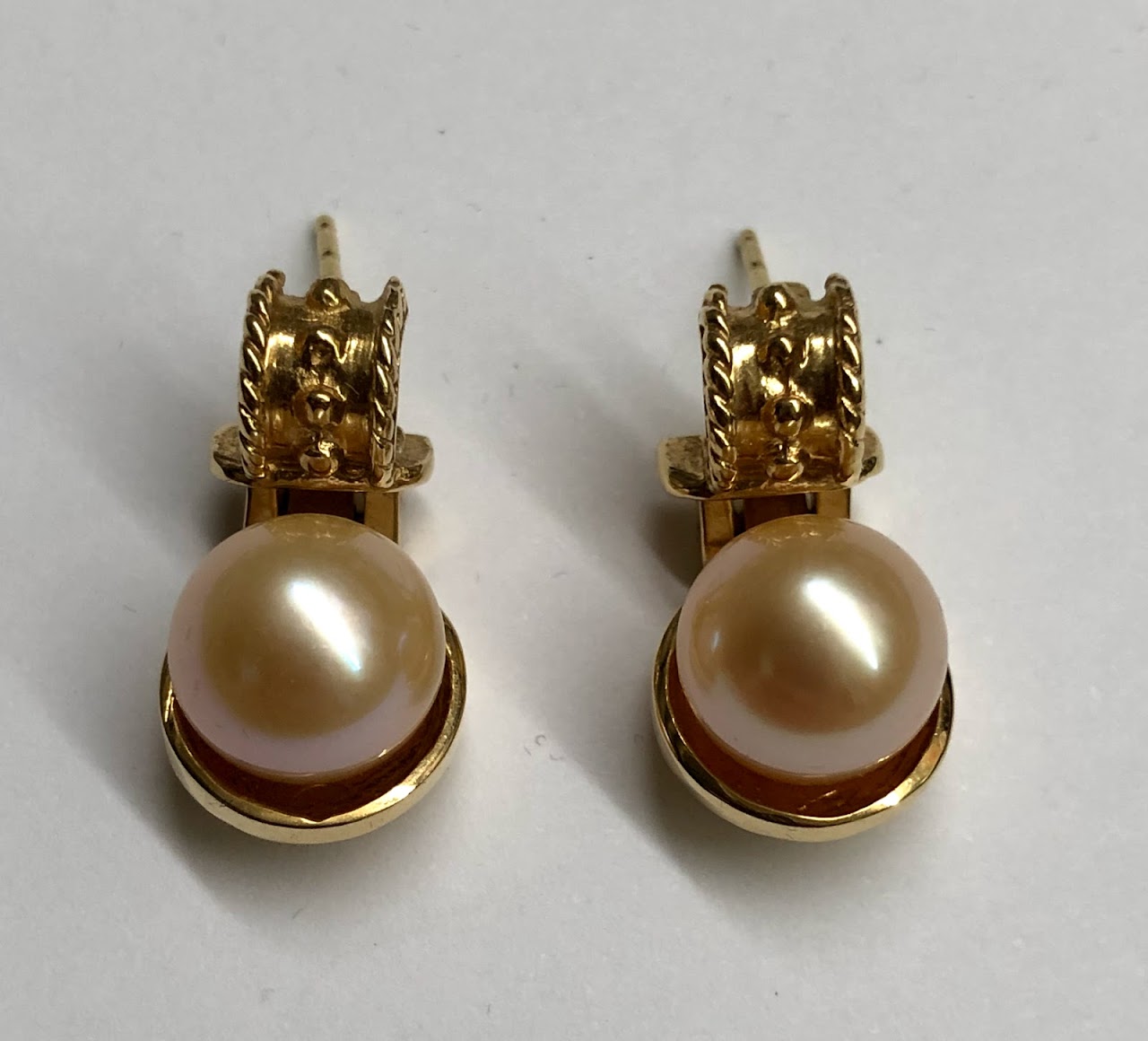 18K Gold and Pearl Earrings