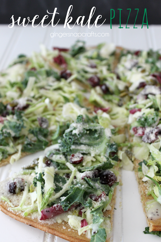 Sweet Kale Pizza at GingerSnapCrafts.com #pizza #recipe