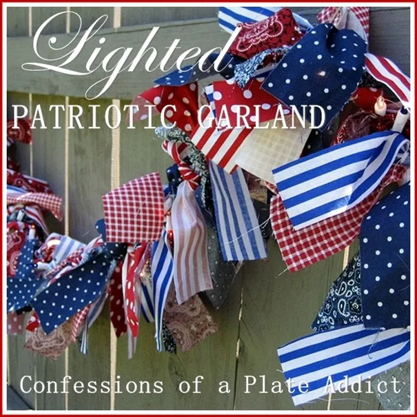 CONFESSIONS OF A PLATE ADDICT Indoor-Outdoor Lighted Patriotic Garland