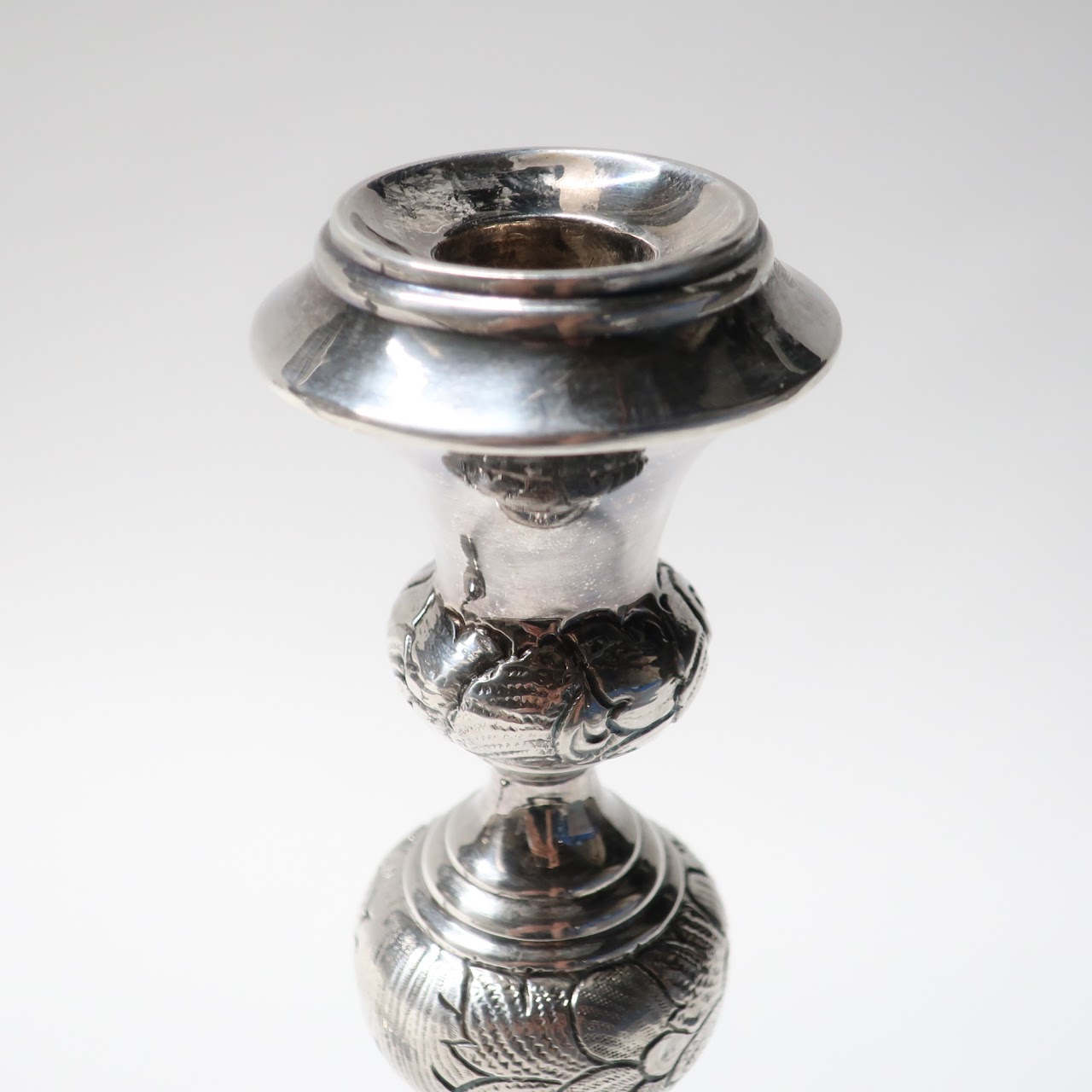 12.5" 800 Silver Austrian Repoussé Candlestick Pair