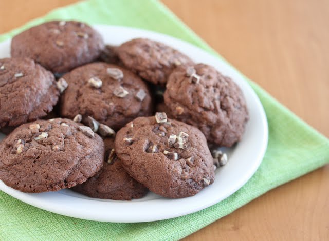 photo of a plate of Andes Mint Chocolate Cookies