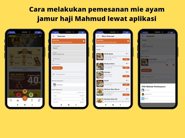 Cara pesan di aplikasi mie ayam jamur haji mahmud