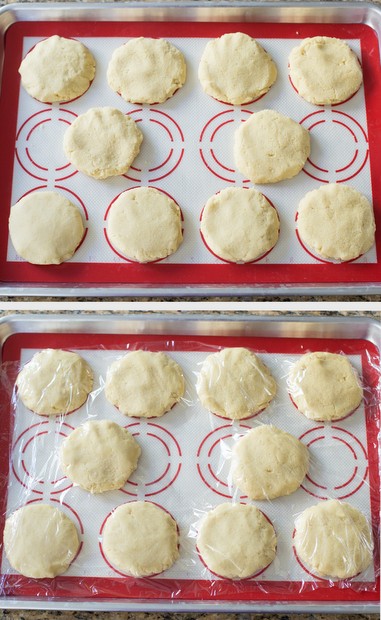 photo of the cookie dough before and after it's refridgerated