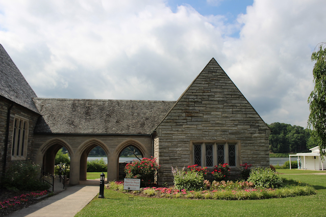 archway and rose garden at memorial chapel