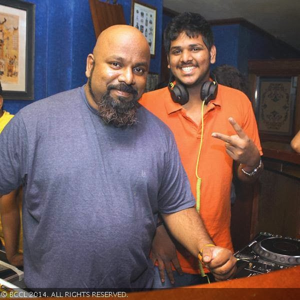 Eddie and Aniesh clicked during the launch party of new club, Moon & Sixpense, held at Hotel Hablis in Guindy.