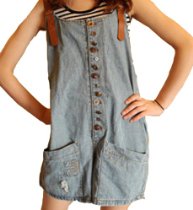 <br />Women's Button Decorative Casual Denim Overalls Shorts Size