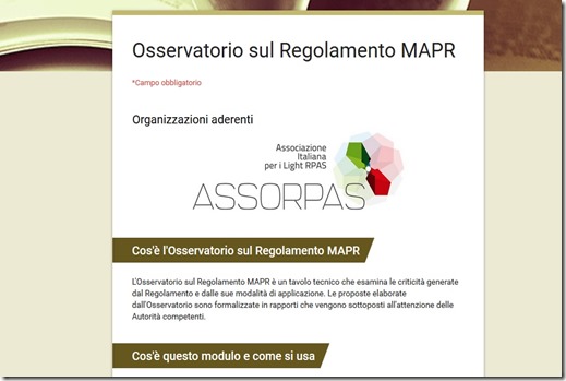 osservatorio regolamento mapr droni