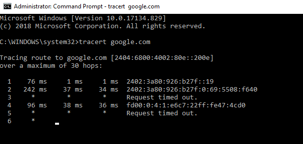 Escriba el comando en el símbolo del sistema para usar una dirección IP en lugar de la URL