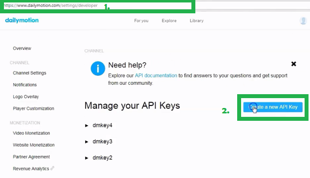 create-new-api-key-dailymotion