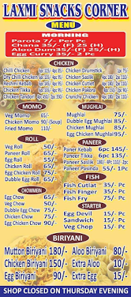 Laxmi Snacks Corner menu 1