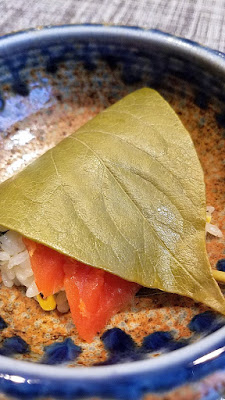 Nodoguro Sousaku Dinner: Trip to Nara, Salmon, Persimmon Leaf, and Corn