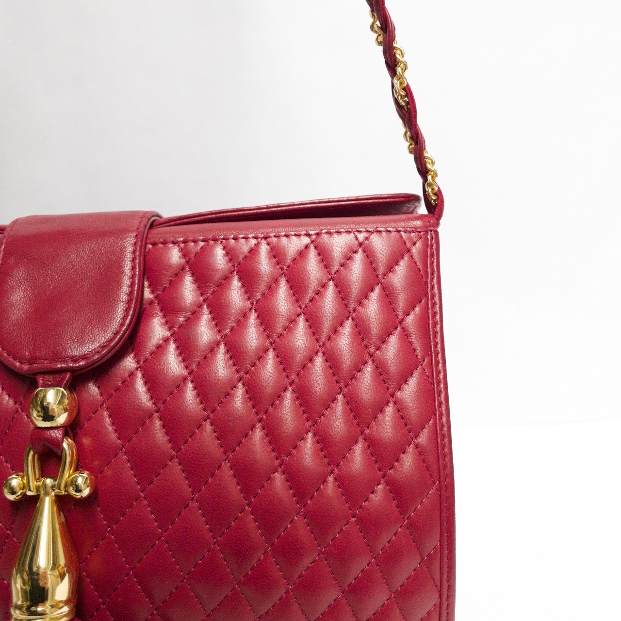 Brigitte Cassegrain Red Quilted Crossbody Bag