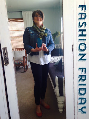 Fashion Friday, denim jacket and scarf, fashion for 50 somethings