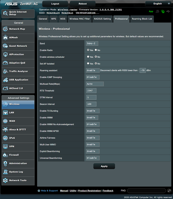 Configuración de la configuración inalámbrica en ASUS ZenWiFi AC (CT8)