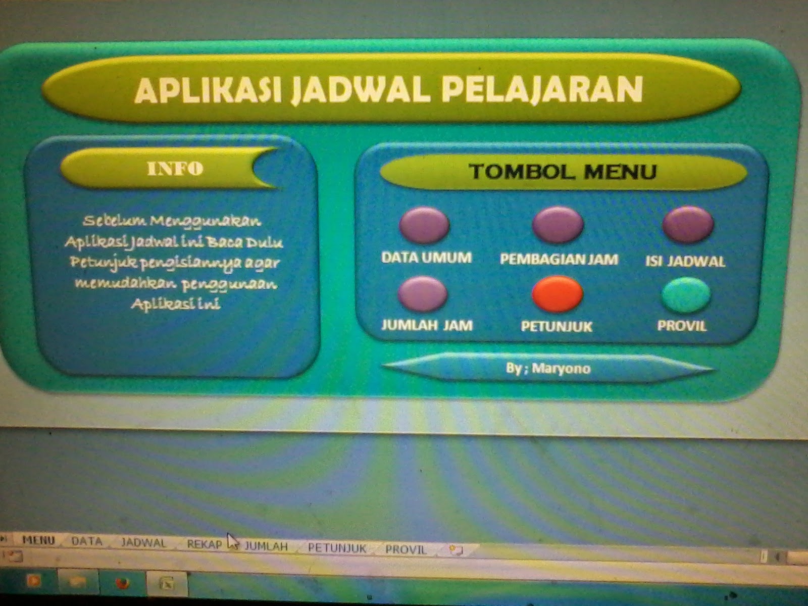 Di Akir akir tahun pelajaran ini saya mau membagikan aplikasi jadwal pelajaran ini untuk anda aplikasi ini saya buat awalnya untuk teman kerja saya