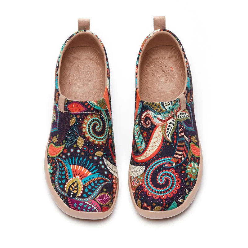 Chaussures décontractées femme peintes à enfiler légères mocassins confortables en toile baskets mode parfaites pour marcher et le quotidien