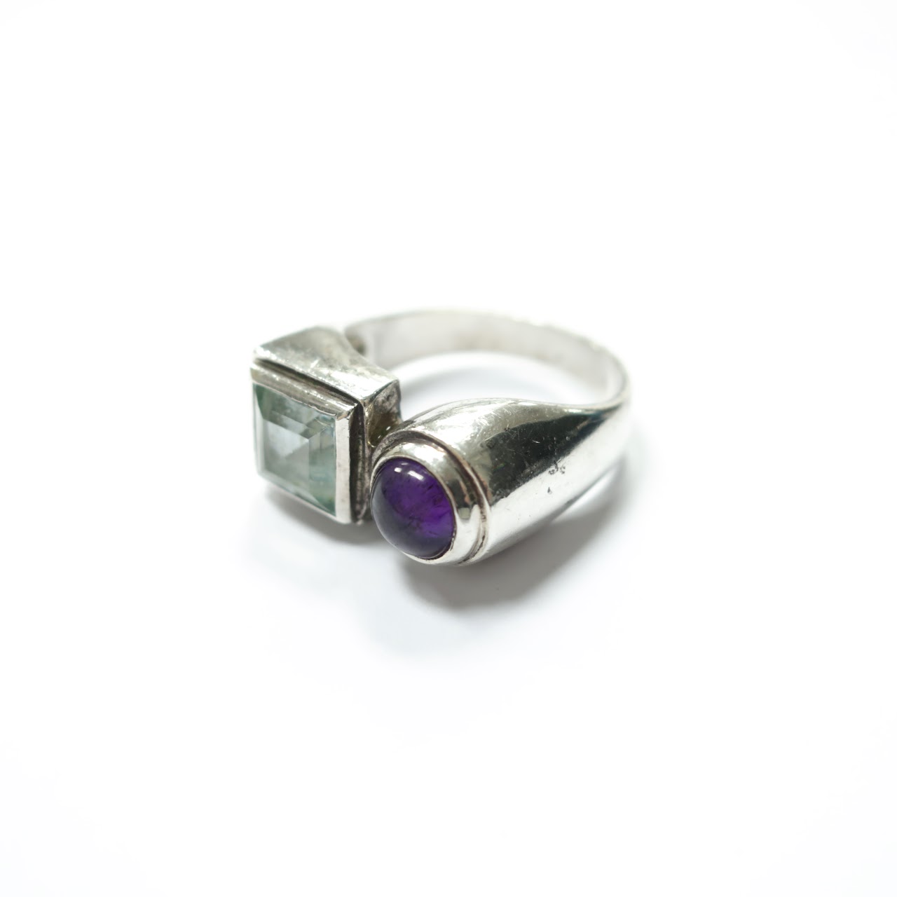 Sterling Silver,Amethyst, and Aquamarine Ring